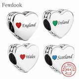 925 Silver England Iceland Wales Scotland Charm Bracelet Bead