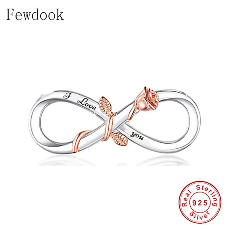925 Silver Father Daughter Infinity Heart Bead Charm Bracelet