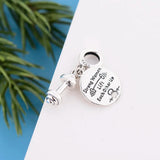 925 Sterling Silver Fitness Strong Women Charm Bracelet Bead