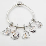 925 Silver Angel Dog Forever In My Heart Charm Bracelet Bead