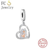 925 Silver Angel Dog Forever In My Heart Charm Bracelet Bead