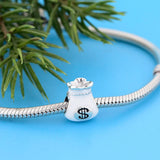 925 Silver Good Luck Red Enamel Money Purses Bead for Women