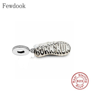 925 Sterling Silver Training Run Shoes Sneaker Charm Bead