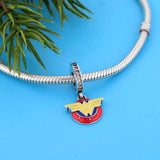 925 Sterling Silver Superhero Symbol Bead for Charm Bracelet