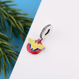 925 Sterling Silver Superhero Symbol Bead for Charm Bracelet
