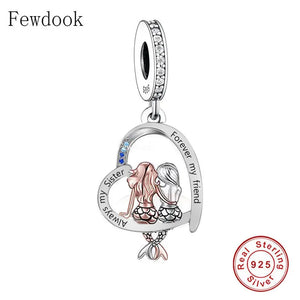 925 Sterling Silver Mermaid Charm Bracelet for Women