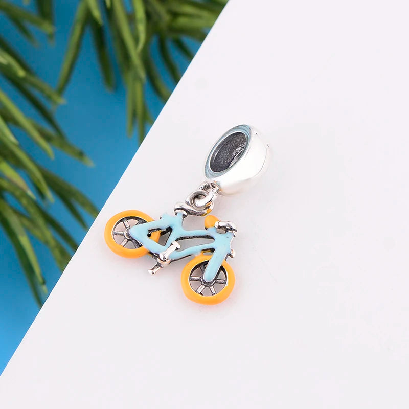 925 Silver Mountain Hiking Bike Charm Bracelet Bead