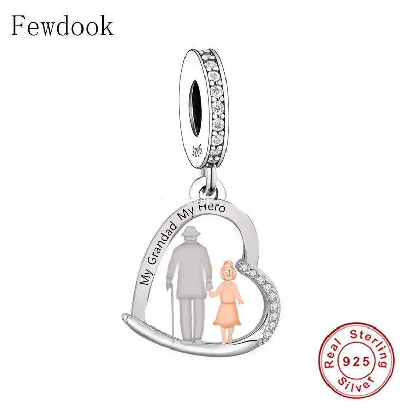 925 Sterling Silver Grandad My Hero Charm Bead
