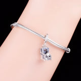 925 Sterling Silver Carriage Zircon Train Bead Charm Bracelet