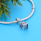 925 Sterling Silver Carriage Zircon Train Bead Charm Bracelet