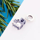 925 Sterling Silver Carriage Zircon Train Bead Charm Bracelet