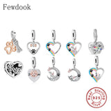 925 Silver Paw Heart Rainbow Bridge Charm Bracelet Bead