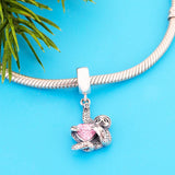 925 Silver Sloth Monkey Hug Heart Charm Bracelet Bead