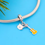 925 Silver TV Series Cat Yellow Music Guitar Bead Charm Bracelet