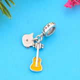 925 Silver TV Series Cat Yellow Music Guitar Bead Charm Bracelet