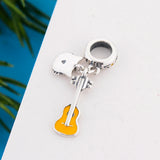 925 Silver TV Series Cat Yellow Music Guitar Bead Charm Bracelet