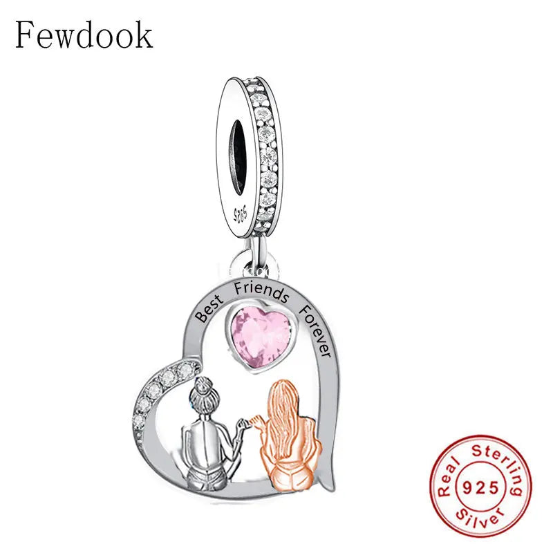925 Silver Two Girls Promise Hands Forever Bead Charm