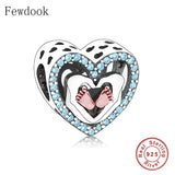 925 Silver Angel Wings Baby Mum Foot Bead Charm Bracelet