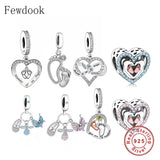 925 Silver Angel Wings Baby Mum Foot Bead Charm Bracelet