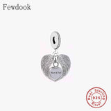 925 Silver Double Angel Wings Mum & Dad Charm Bead
