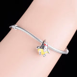 925 Silver Sea Star Yellow Enamel Charm Bead for Women Berloque