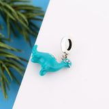 925 Sterling Silver Green Plesiosaurus Charm Bead for Bracelet