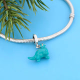 925 Sterling Silver Green Plesiosaurus Charm Bead for Bracelet