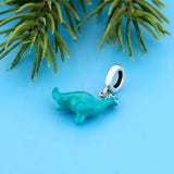 925 Sterling Silver Green Plesiosaurus Charm Bead for Bracelet