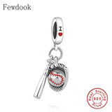 925 Sterling Silver Baseball Pendant Charm for Charm Bracelet