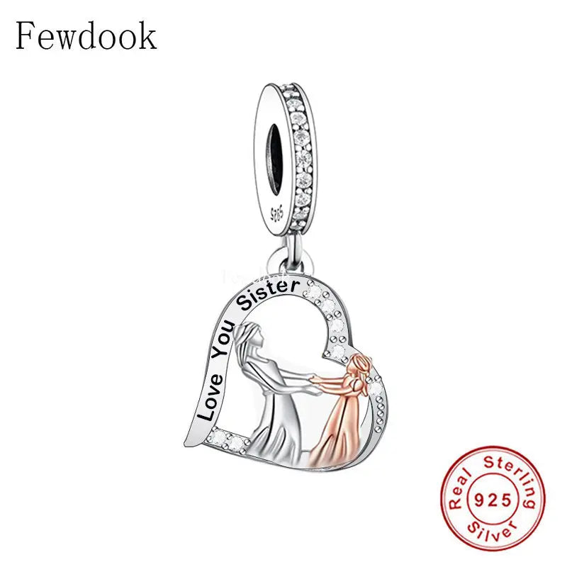 925 Silver Big & Little Sister Charm Bead for Bracelet
