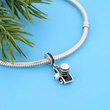 925 Sterling Silver Enamel Camera Pendant Bead Women Berloque