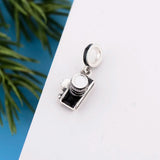 925 Sterling Silver Enamel Camera Pendant Bead Women Berloque