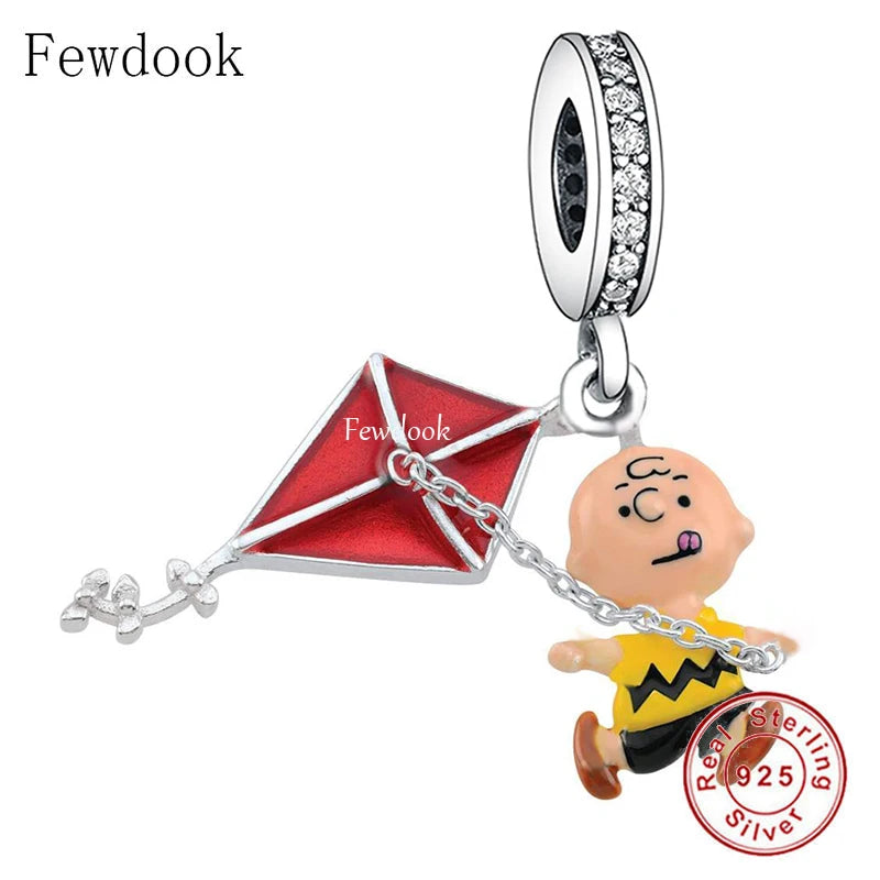 925 Silver Charm Bracelet Cartoon Boy Hand With Kate Bead