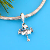 925 Silver Flying Wing Dragon Enamel Eye Bead Charm for Bracelet