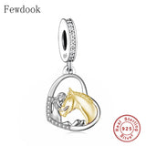 925 Silver Charm Bracelet Girl Hug Horse Bead for Women