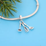 925 Silver Cooking Charm Bracelet Love Life Spoon Fork Egg Beater