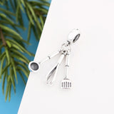 925 Silver Cooking Charm Bracelet Love Life Spoon Fork Egg Beater