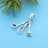 925 Silver Cooking Charm Bracelet Love Life Spoon Fork Egg Beater