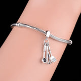925 Silver Cooking Charm Bracelet Love Life Spoon Fork Egg Beater