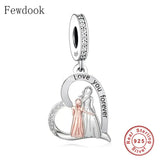 925 Silver Heart Sisters Forever Charm Bracelet Bead