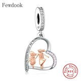 925 Silver Heart Sisters Forever Charm Bracelet Bead