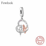 925 Silver Heart Sisters Forever Charm Bracelet Bead