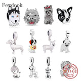 925 Sterling Silver Yorkie Dog With Bow Charm Bracelet Bead
