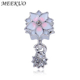 Charm Bracelet Beads Charms Peach Blossom Enamel Pendant DIY Women Jewelry