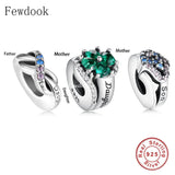 925 Silver Heart Four Leaf Clover Bead Couple Charm Bracelet Necklace