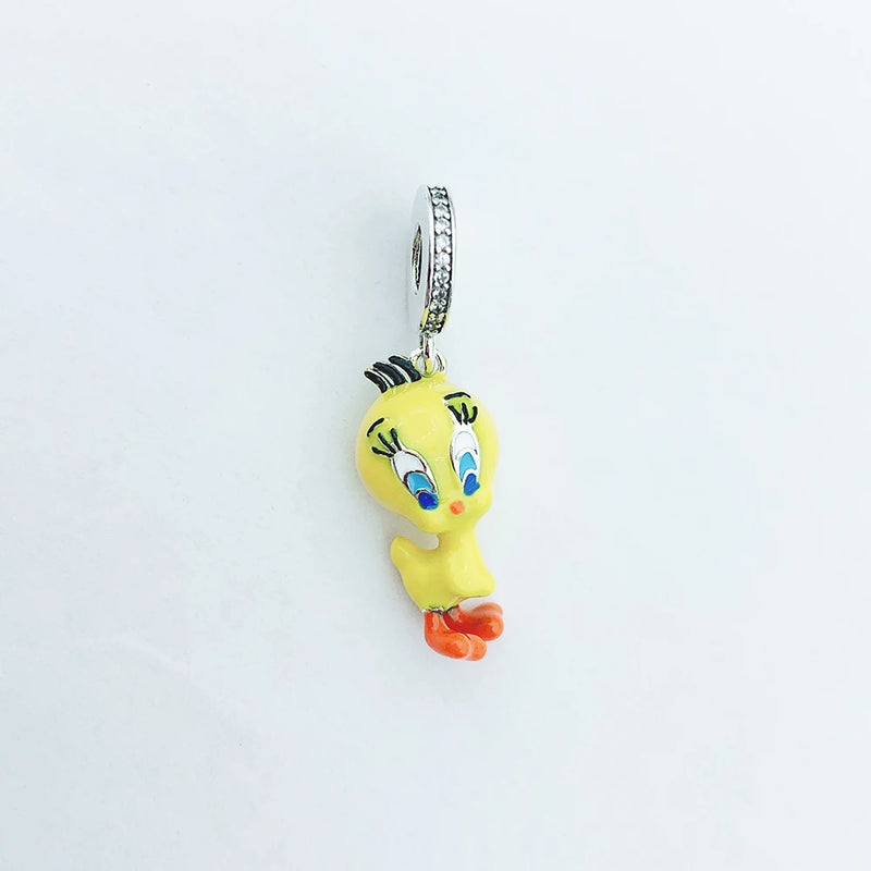 925 Sterling Silver Yellow Bird Canary Charm Bead