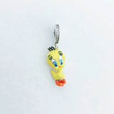 925 Sterling Silver Yellow Bird Canary Charm Bead
