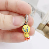 925 Sterling Silver Yellow Bird Canary Charm Bead