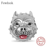 925 Silver American Bully Pitbull Charm Bracelet Bead