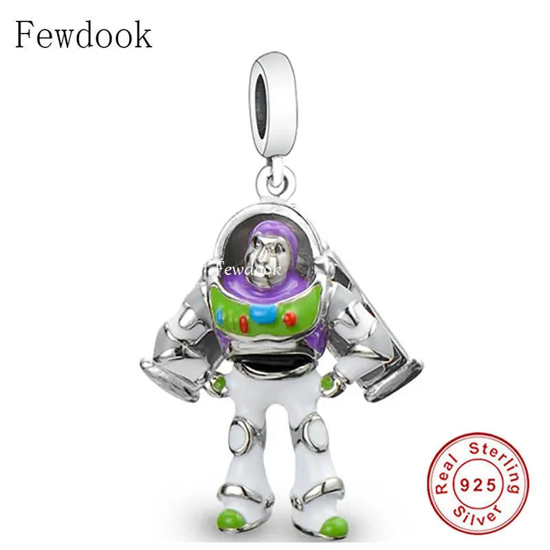 925 Silver Cartoon Person Purple Hair Man Bead for Charm Bracelet DIY
